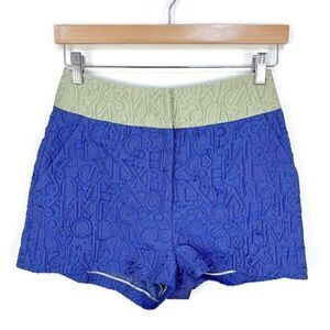 NWT MARY KATRANTZOU alphabet shorts jacquard blue green high waisted resort 6